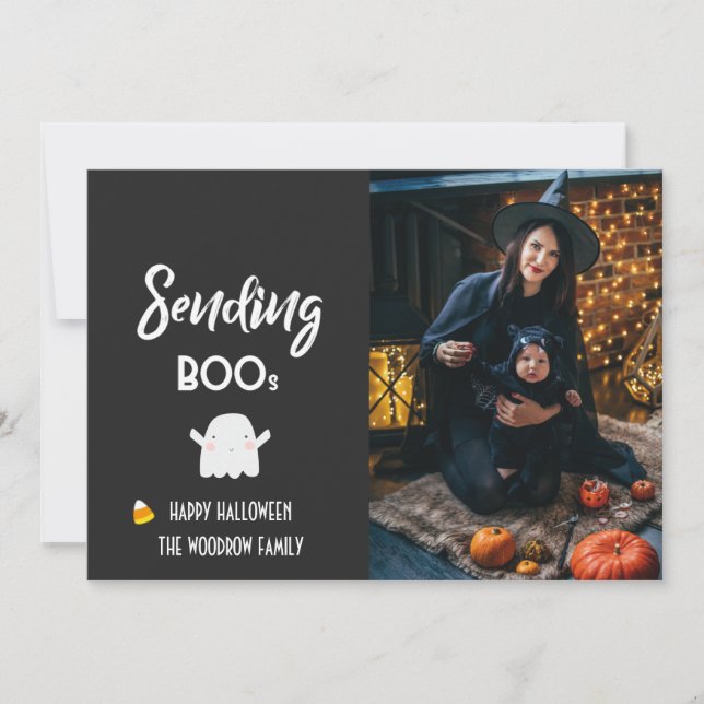 Carte "Envoyer Boo's" Custom Halloween Photo mignonne (Devant)
