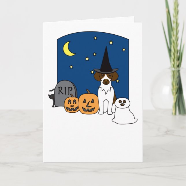 Carte Épagneul de Bretagne Halloween (Devant)