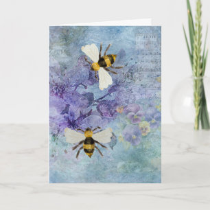 Carte Ephemera avec les abeilles Fête des mères