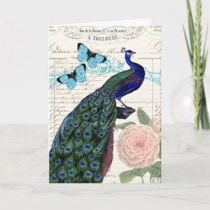 Carte Ephémère française Peacock vintage Collage Anniver