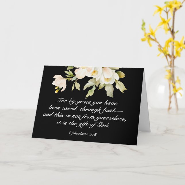Carte Éphésiens 2:8 Par grâce vous avez sauvé la Bible (Fleur jaune)