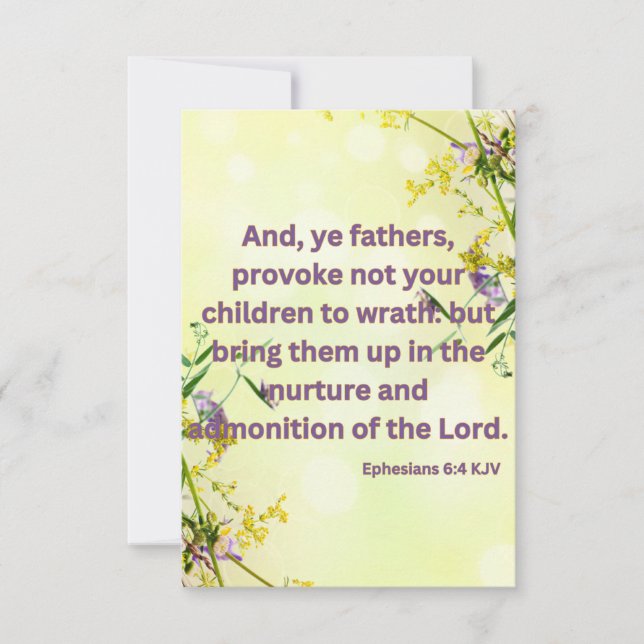 Carte Ephésiens 6:4 KJV Bible Scripture Pic Salutation (Devant)