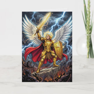 Carte Epic Archangel Warrior Golden Sword Fantasy Art