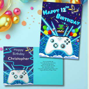 Carte Epic Gamer Happy 12th Birthday Card Critical Hit!