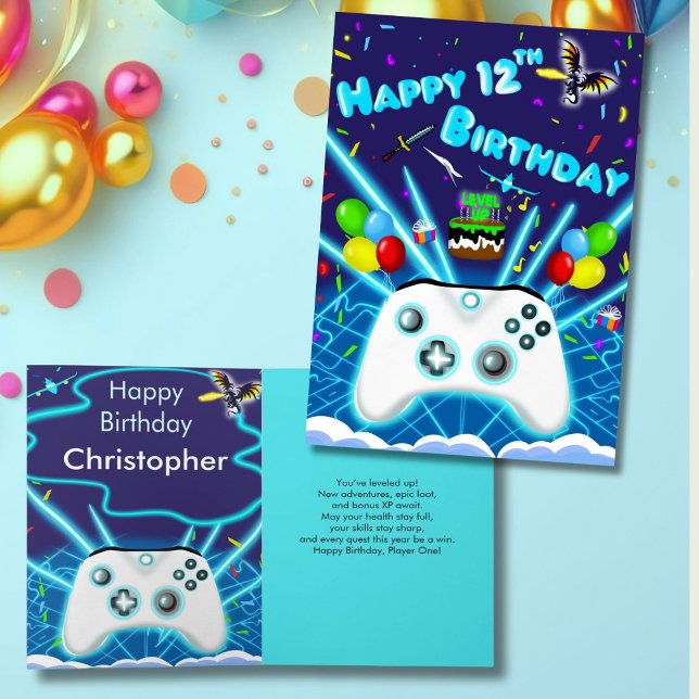 Carte Epic Gamer Happy 12th Birthday Card Critical Hit! (Créateur téléchargé)
