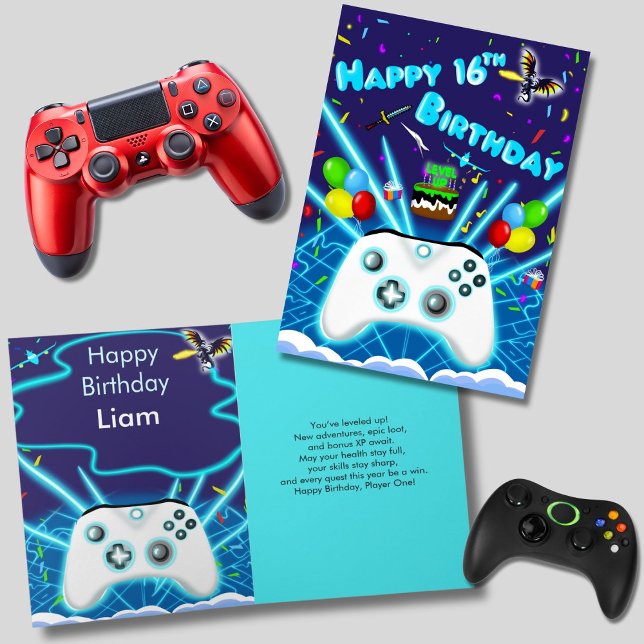 Carte Epic Gamer Happy 16th Birthday Card Critical Hit! (Créateur téléchargé)