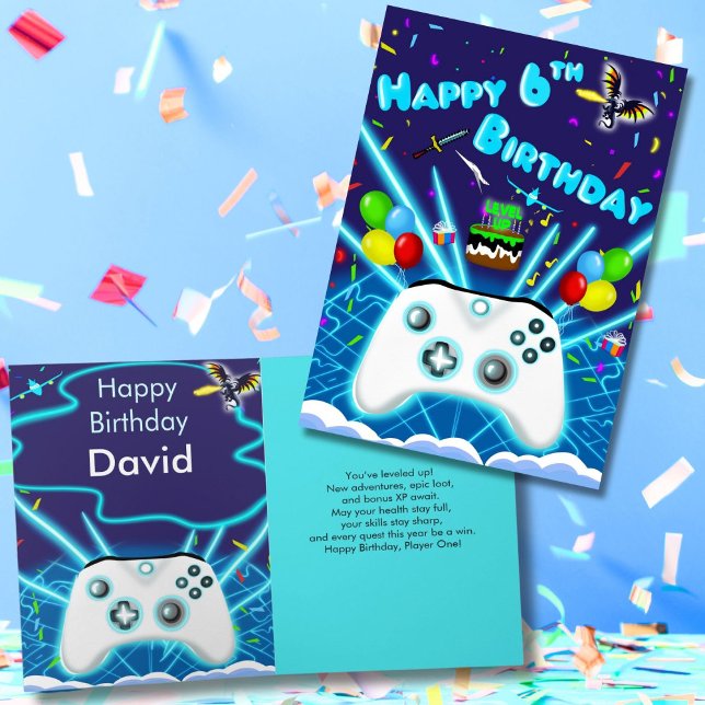 Carte Epic Gamer Happy 6th Birthday Card Critical Hit! (Créateur téléchargé)