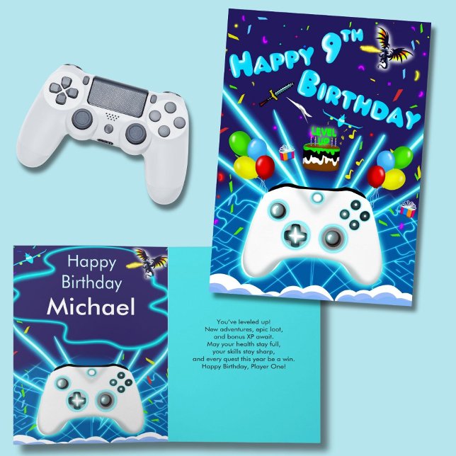 Carte Epic Gamer Happy 9th Birthday Card Critical Hit! (Créateur téléchargé)