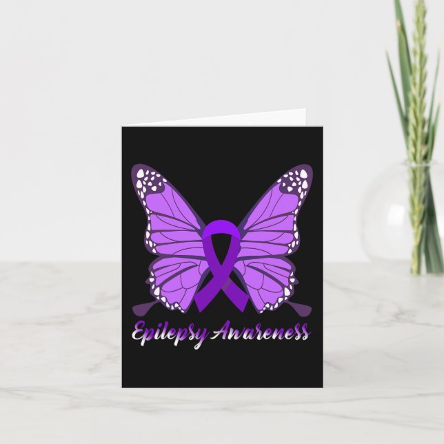 Carte Epileps de ruban violet de papillon de sensibilisa (Devant)