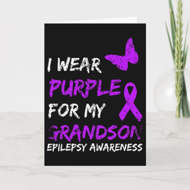 Carte Epilepsy I Wear Purple For My Grandson Ribbon  (Devant)