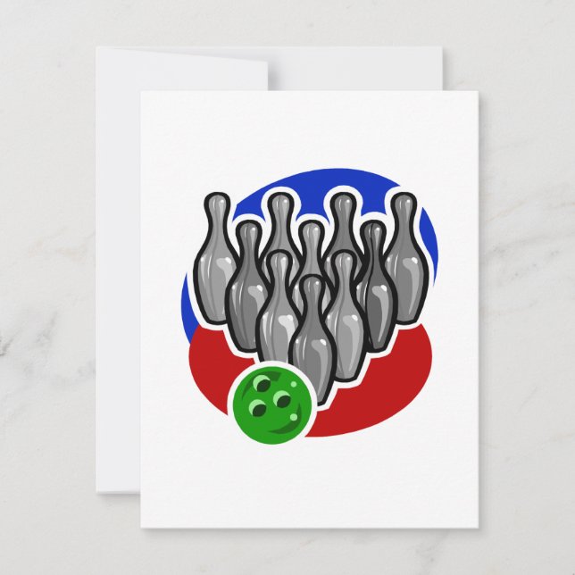Carte Épingles de bowling et balle (Devant)