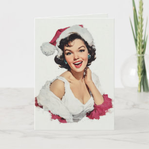 Carte Épinglette Rétro de Noël Souriante