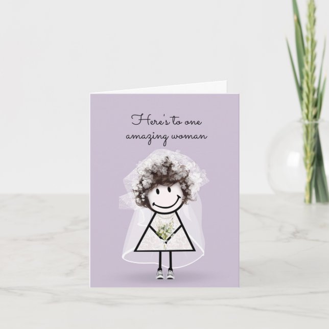Carte Épouse chatte fille avec Baskets et marguerites (Devant)