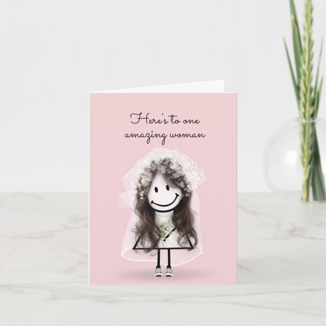 Carte Épouse chatte fille avec Baskets et marguerites (Devant)