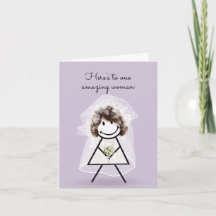 Carte Épouse chatte fille avec Bouquet nuptial