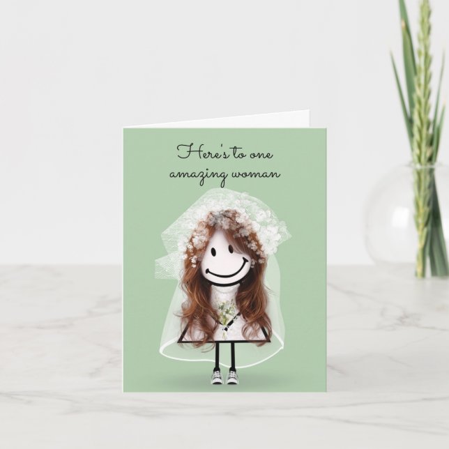 Carte Épouse Figurine fille avec bouquet (Devant)