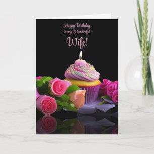Carte Épouse Joyeux Anniversaire avec Gâteau Rose