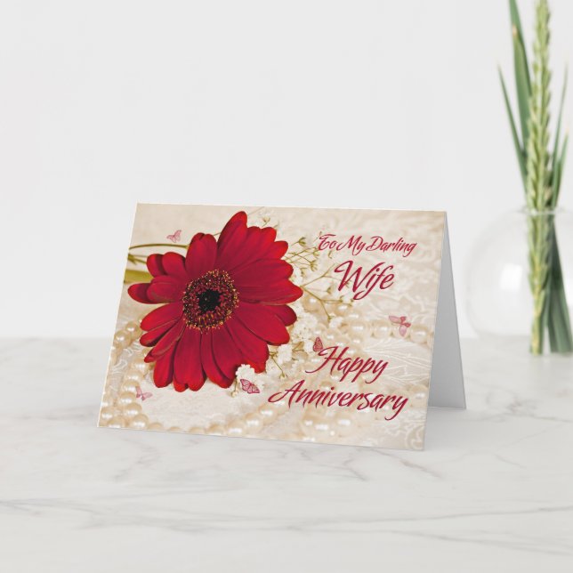 Carte Épouse lors de l'anniversaire de mariage, une fleu (Devant)