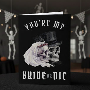 Carte Épouse ou Meurt Crânes Halloween Femme Anniversair