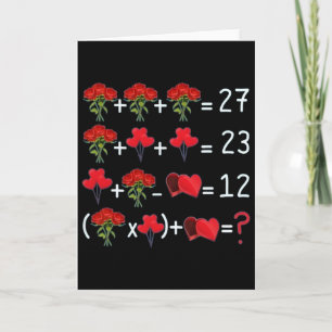 Carte Équation mathématique Roses Lloons Chocolats Drôle