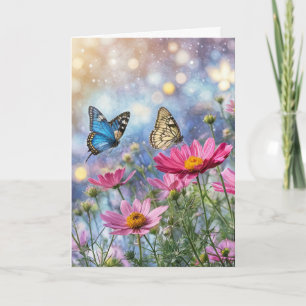 Carte Équinoxe Vernal de Printemps Papillons Fleurs Fant