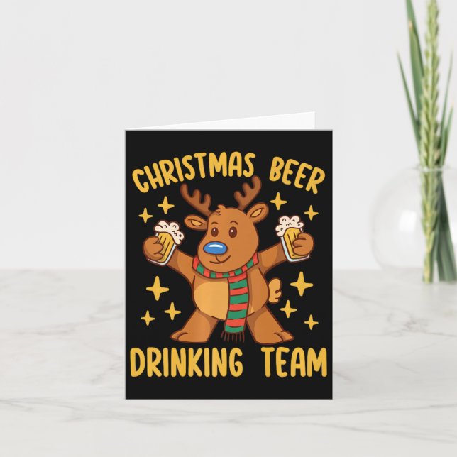 Carte Équipe Boire de bière de Noël Reinbeer Noël (Devant)