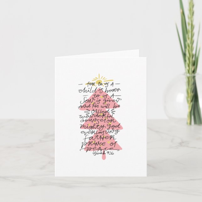 Carte Ésaïe 9:6 Typographie Bible de Noël Verse (Devant)