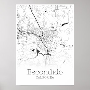 Carte Escondido - Californie - Affiche de la carte
