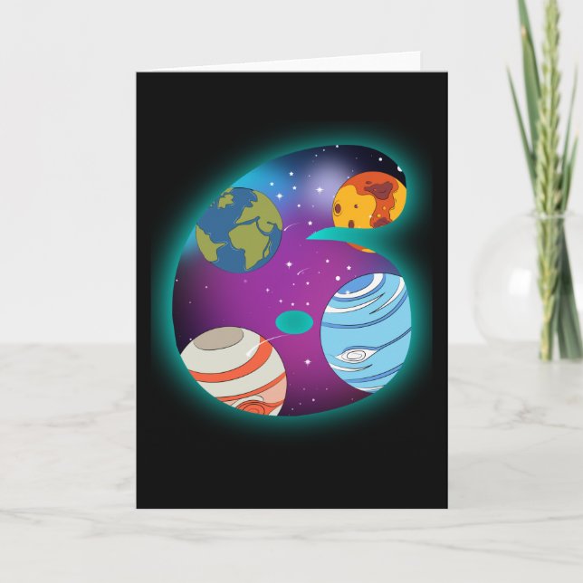 Carte ESPACE ANNIVERSAIRE 6 6e anniversaire garçon 6 ans (Devant)