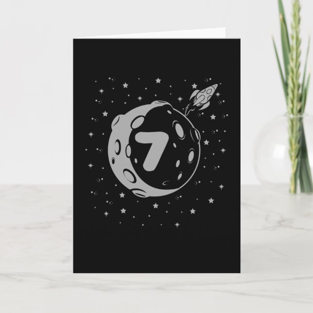 Carte ESPACE ANNIVERSAIRE 7 7e anniversaire garçon 7 ans (Devant)