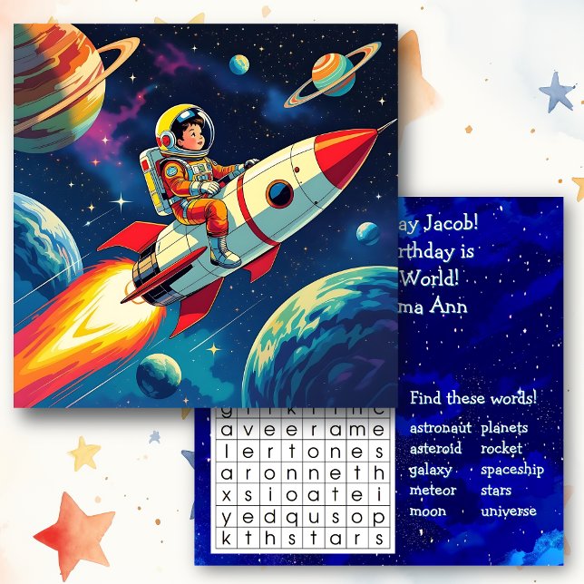 Carte Espace personnalisé Thème de l'anniversaire du gar (Créateur téléchargé)