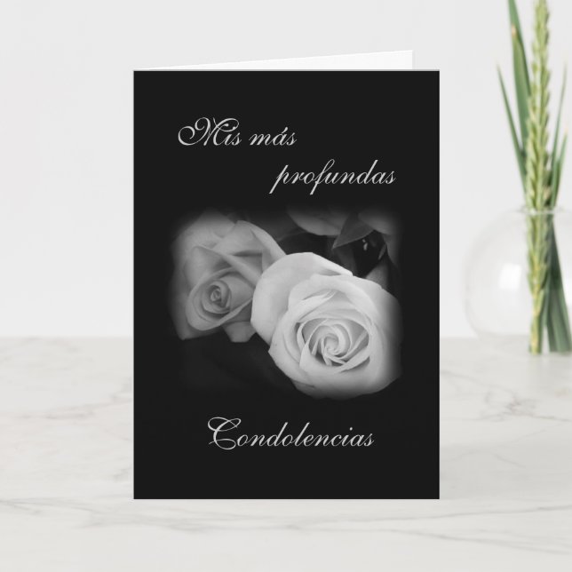 Carte Espagnol : Black & white rose - Condolencias (Devant)