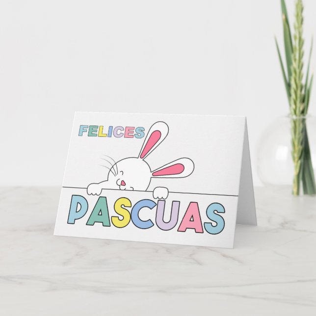 Carte ESPAGNOL Bunny Pâques teintes pastel (Devant)