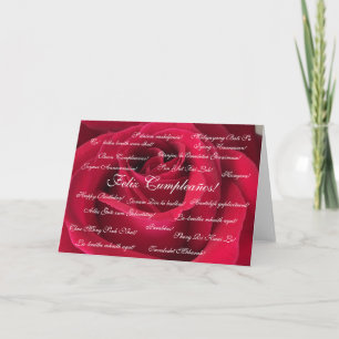 Carte Espagnol : Cumpleanos rosa roja / Anniversaire