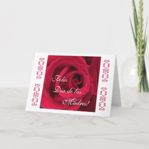 Carte Espagnol : Rose rouge du jour de mère