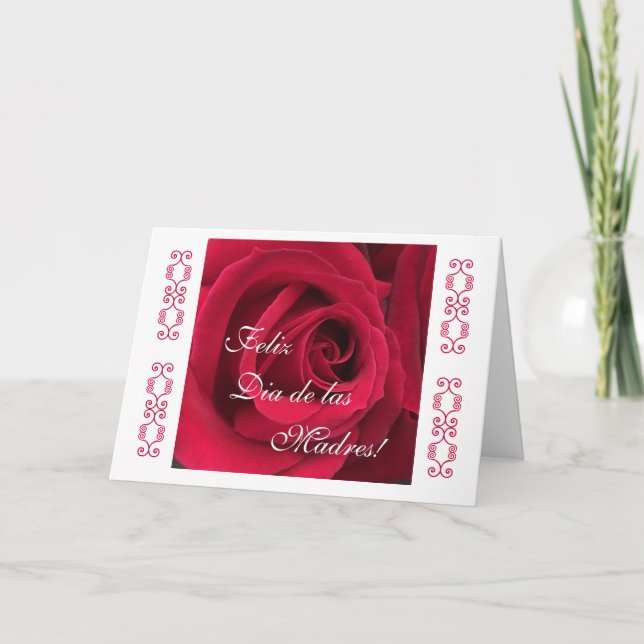 Carte Espagnol : Rose rouge du jour de mère (Devant)