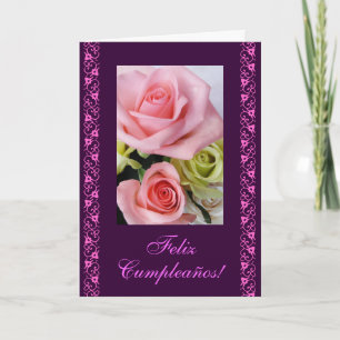 Carte Espagnol : Roses roses d'anniversaire/rosas de