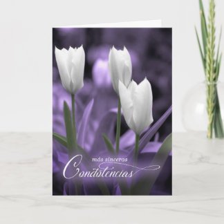Carte Espagnol Sympathy Con Simpatia Purple White Tulips