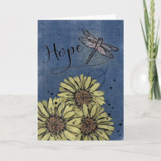 Carte ESPÈRE Tournesol libellule sur Jeans Bleus Faded