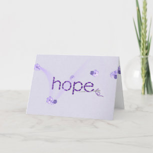 Carte Espoir texte en mauve point avec fleurs