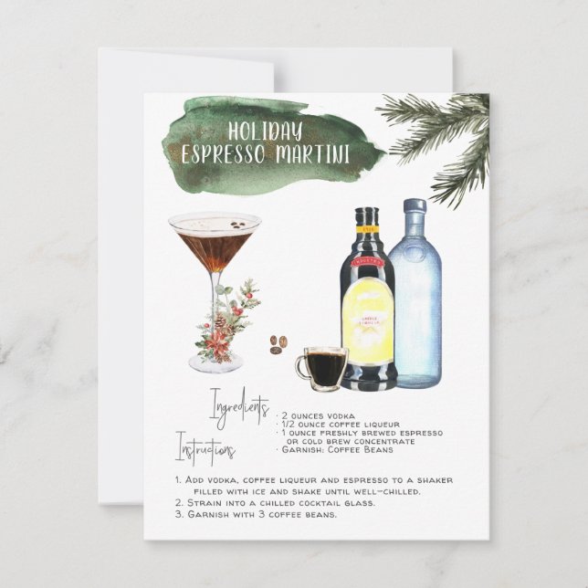 Carte Espresso Martini | Recette Cocktail de vacances (Devant)