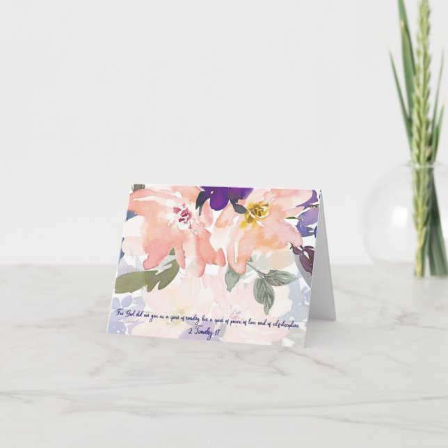 Carte Esprit de puissance aquarelle florale Christian No (Devant)