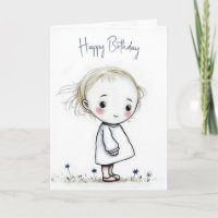 Esquisse Petite Fille Anniversaire Avec Fleur sauv