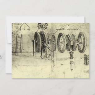 Carte Esquisse technique de Leonardo da Vinci d'une roue