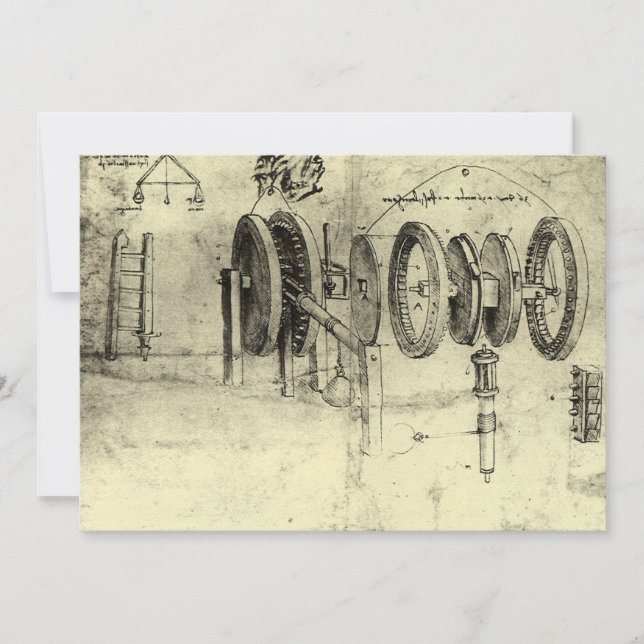 Carte Esquisse technique de Leonardo da Vinci d'une roue (Devant)