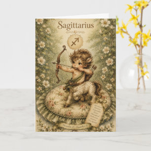 Carte Essence florale vintage zodiaque - Sagittaire