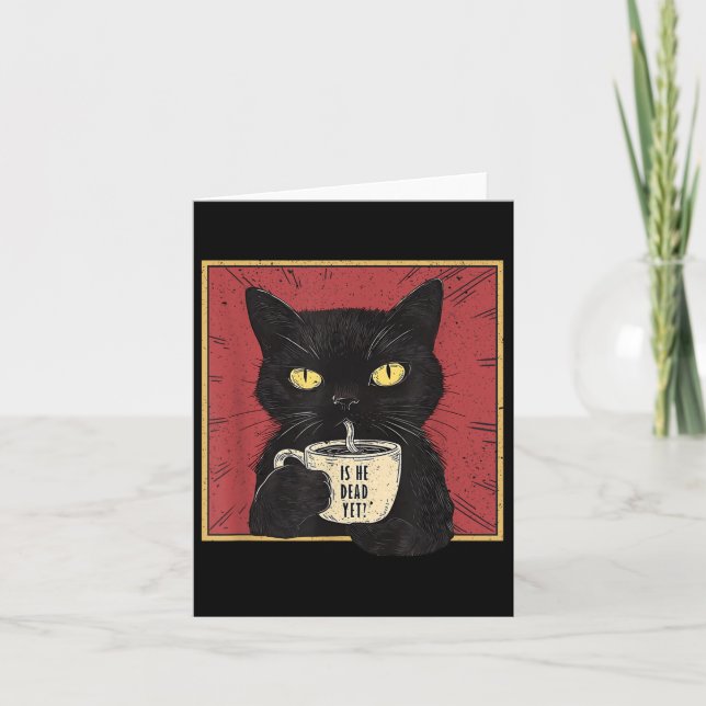 Carte Est-Il Vintage Mort Mais Drôle Chat (Devant)