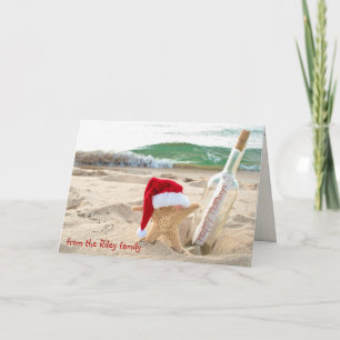 Carte Estarfish de Noël avec message dans une bouteille