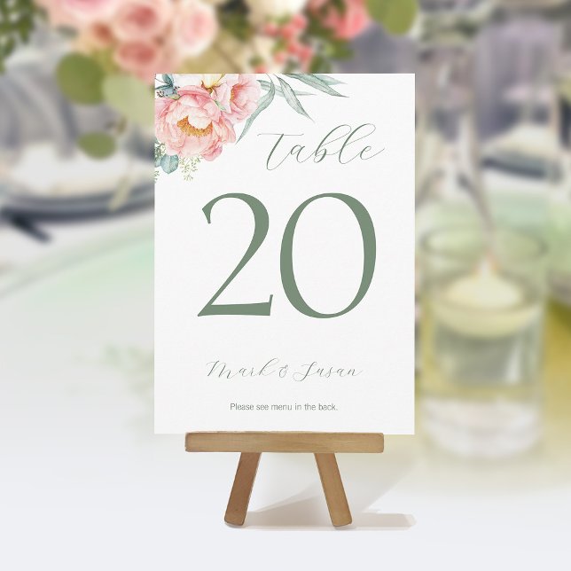Carte et menu Mariage Eucalyptus Peonies (Créateur téléchargé)