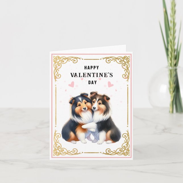 Carte Étagère | Shetland Sheepdog | Saint Valentin (Devant)